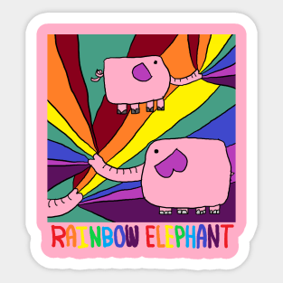 rainbow elephant, pink Sticker